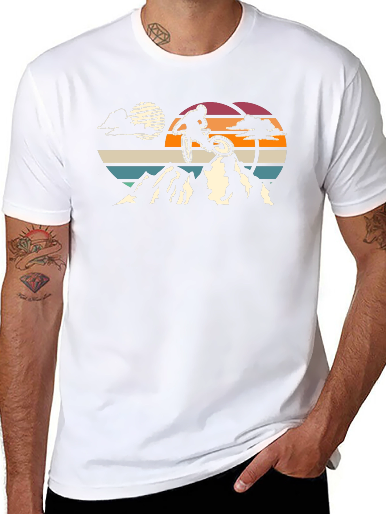 Mountain Biker Sunset Graphic T-Shirt