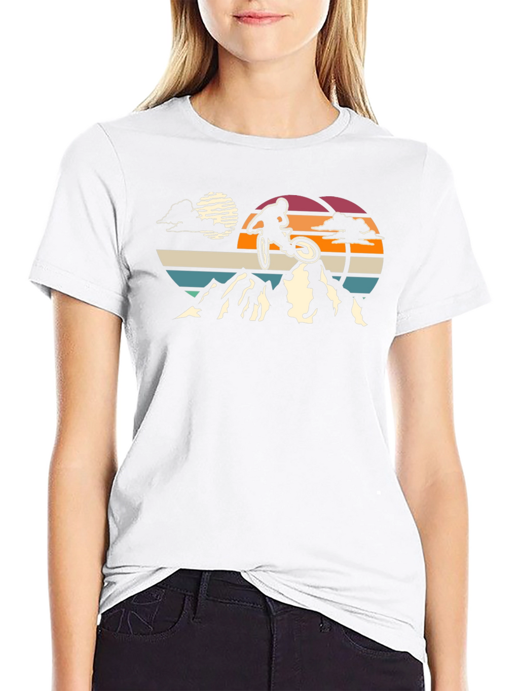 Mountain Biker Sunset Graphic T-Shirt
