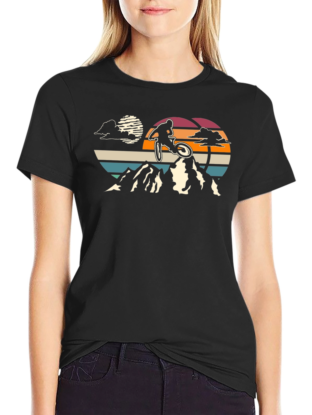 Mountain Biker Sunset Graphic T-Shirt