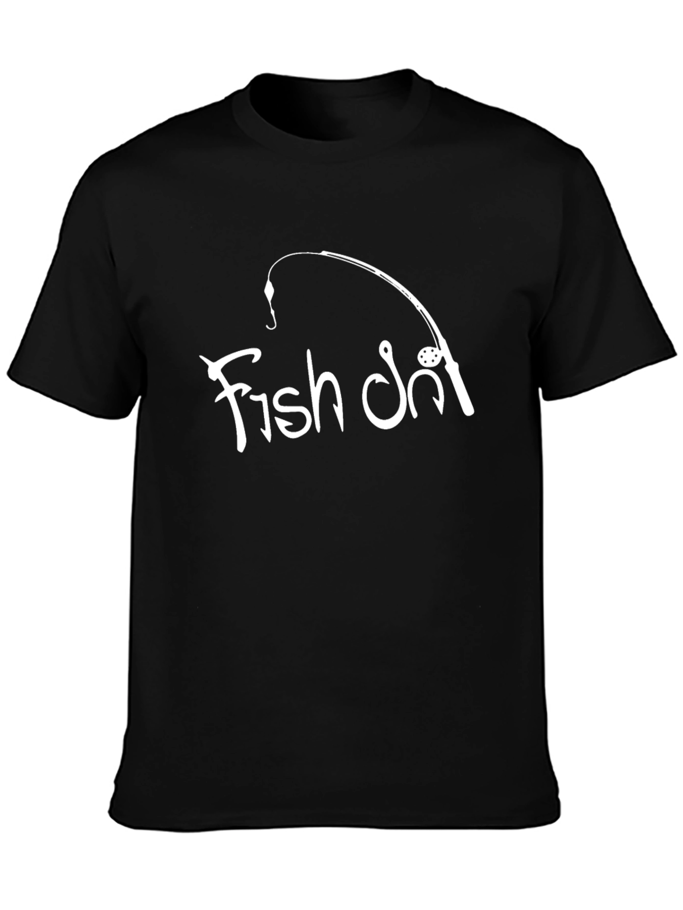 Fish On! Black Cotton Graphic Tee - Fishing Enthusiast