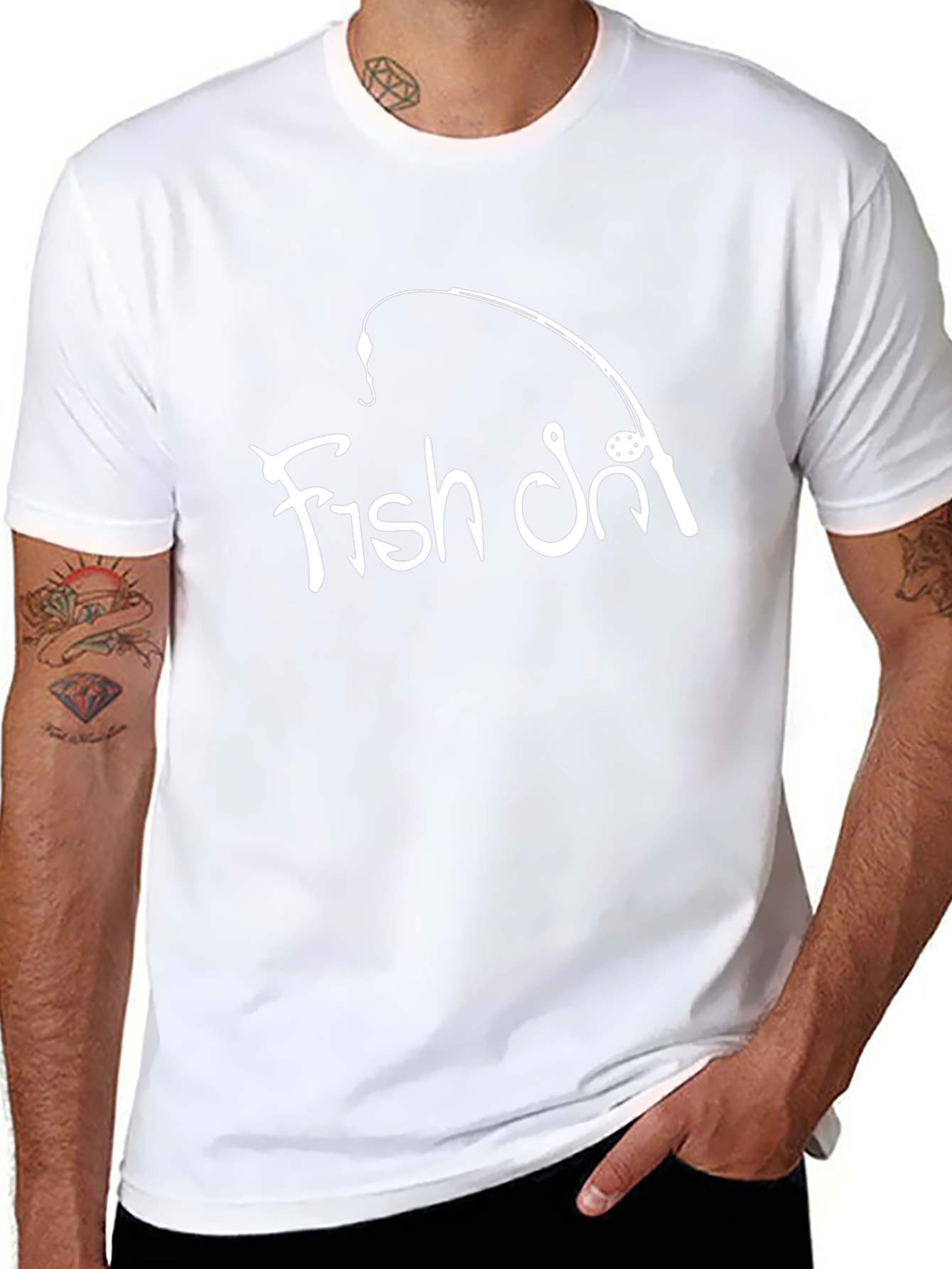Fish On! Black Cotton Graphic Tee - Fishing Enthusiast