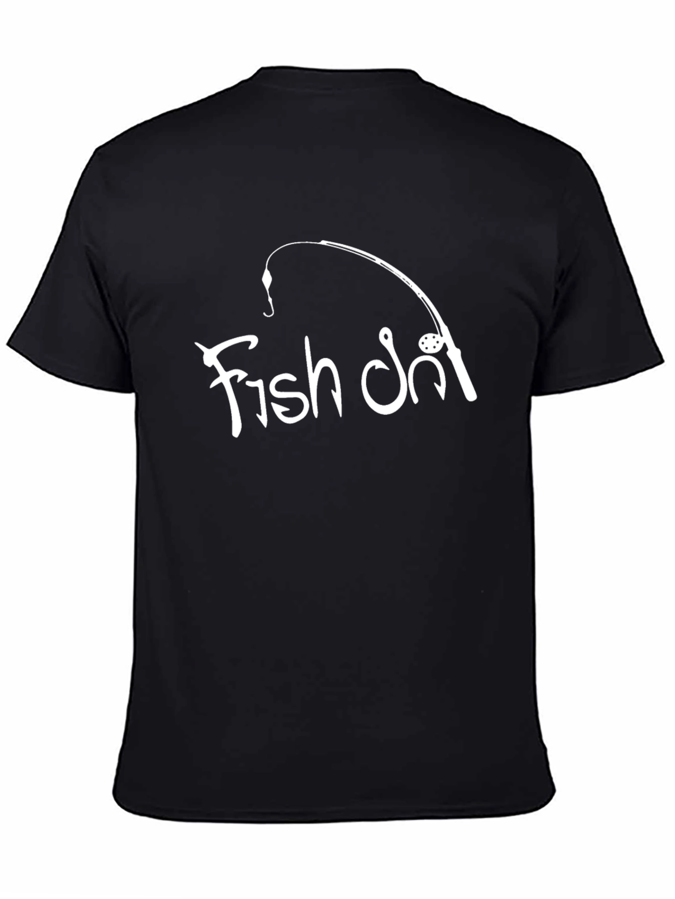 Fish On! Black Cotton Graphic Tee - Fishing Enthusiast
