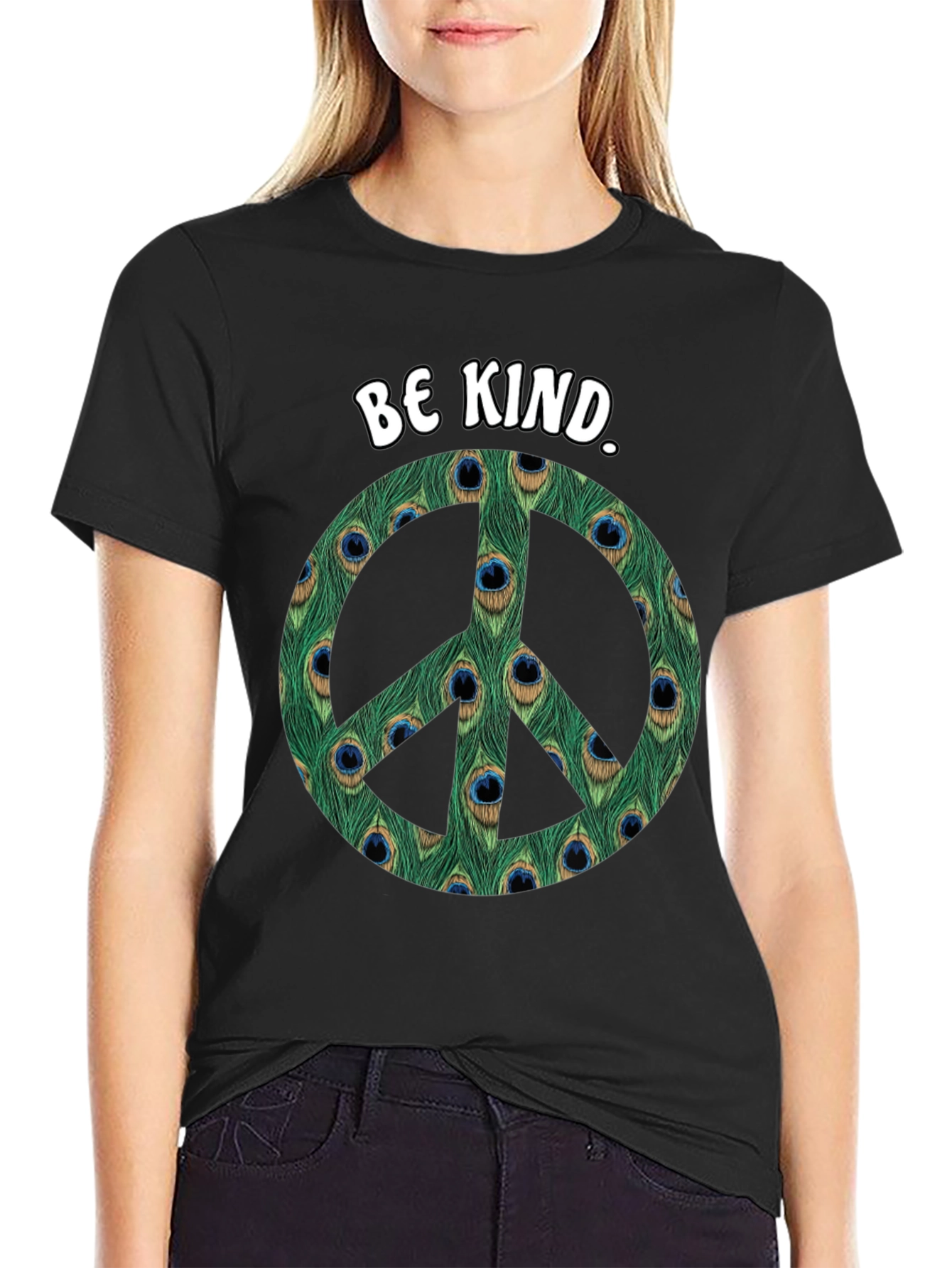 Be Kind Peacock Peace Sign T-Shirt