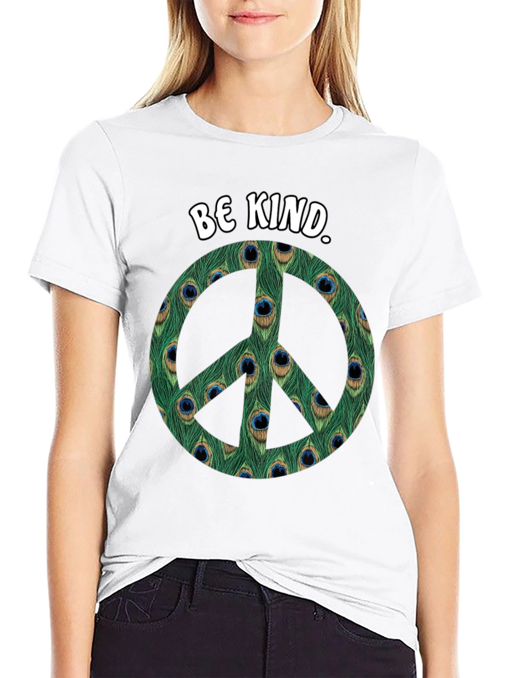 Be Kind Peacock Peace Sign T-Shirt