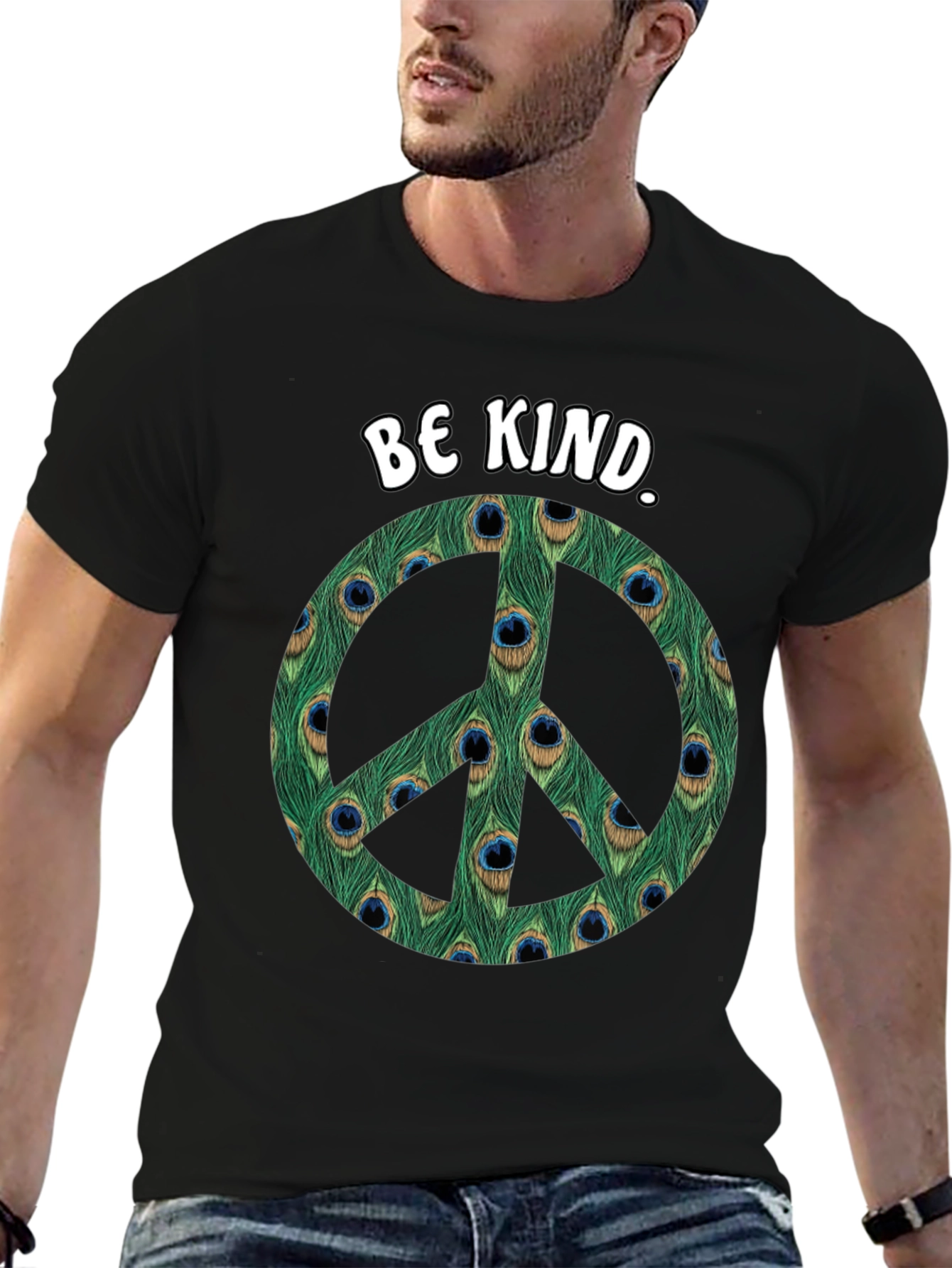 Be Kind Peacock Peace Sign T-Shirt