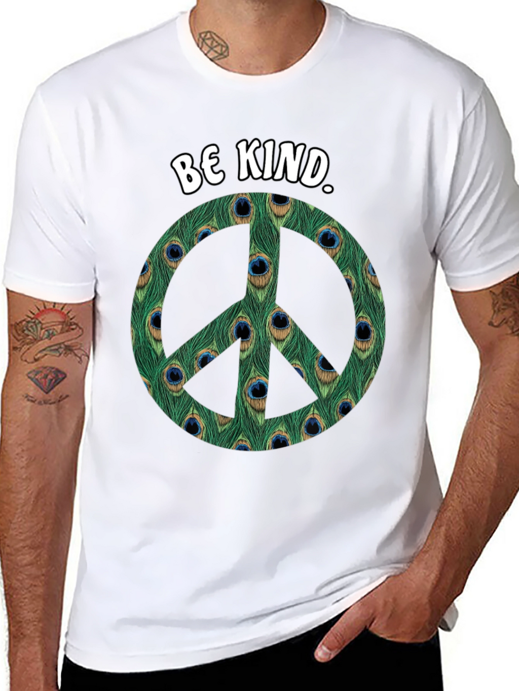 Be Kind Peacock Peace Sign T-Shirt