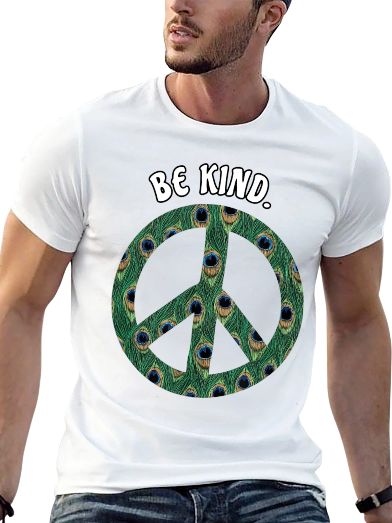 Be Kind Peacock Peace Sign T-Shirt