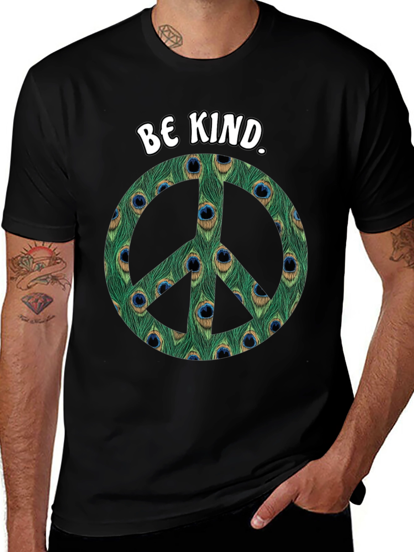 Be Kind Peacock Peace Sign T-Shirt