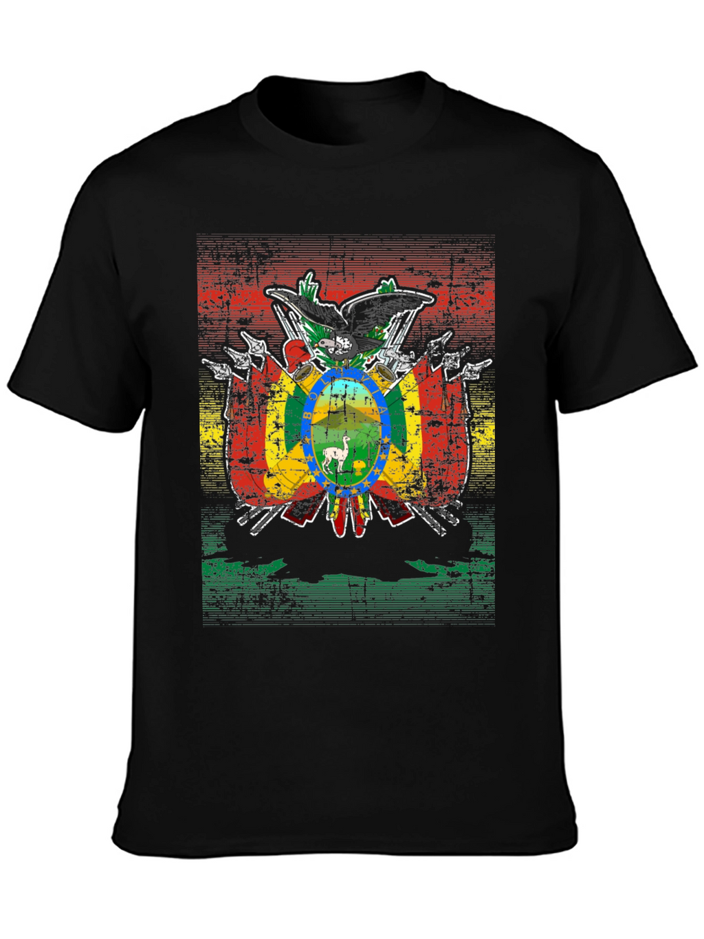 Bolivia Flag Emblem Black T-Shirt