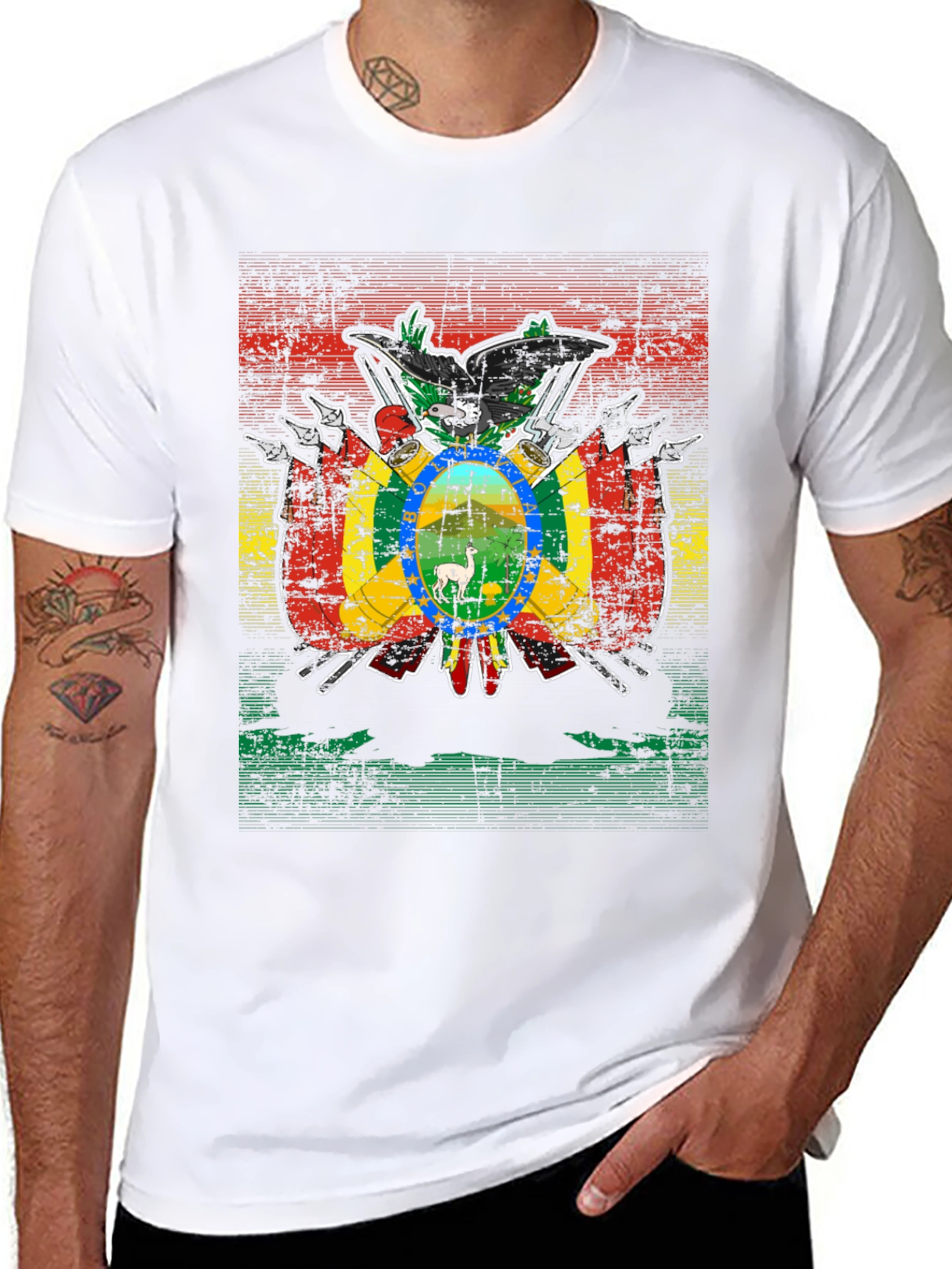 Bolivia Flag Emblem Black T-Shirt