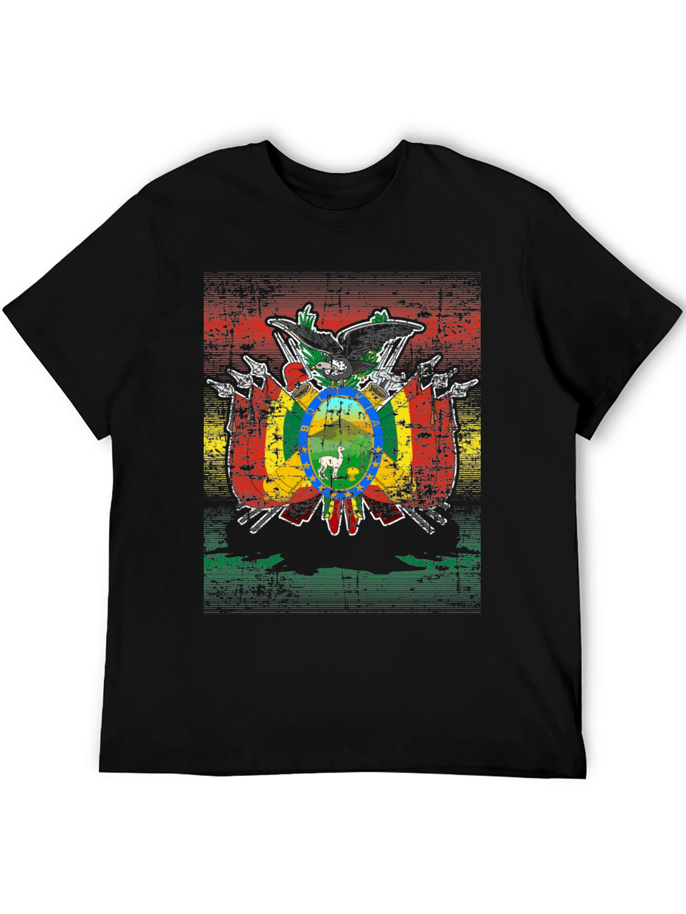 Bolivia Flag Emblem Black T-Shirt