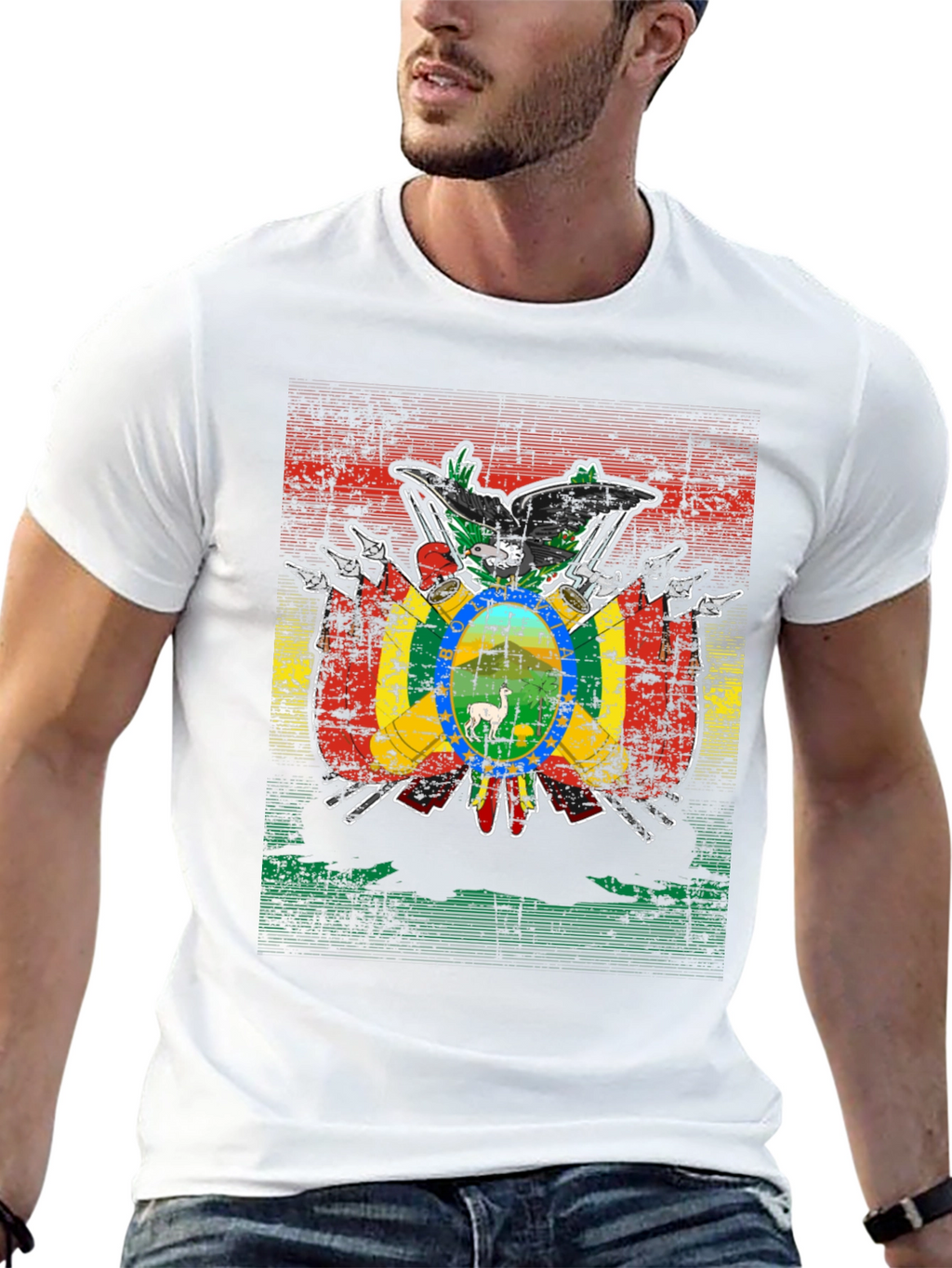 Bolivia Flag Emblem Black T-Shirt